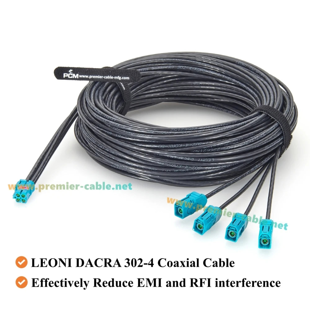 Quad TE Mate-AX Mini FAKRA to FAKRA Automotive Splitter Cable 2298721-9 to 2-2326910-0 GMSL2 Camera Cable for NVIDIA Drive AGX