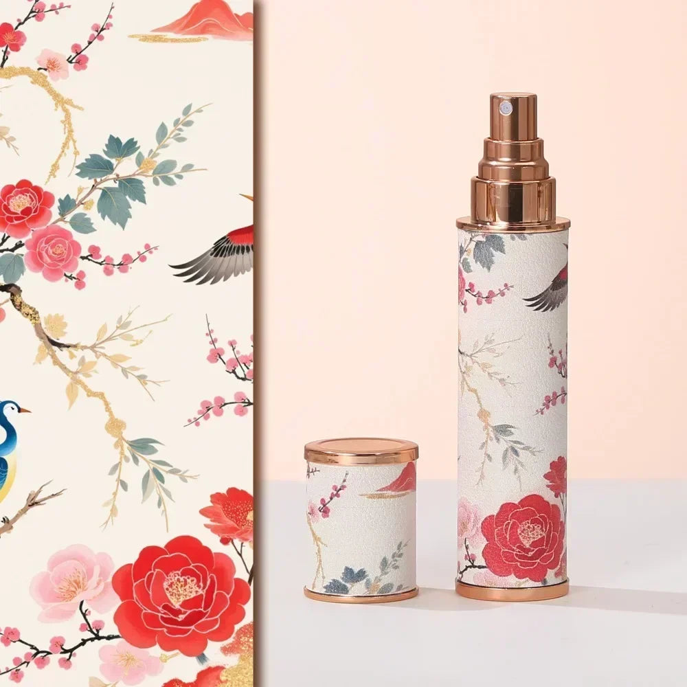 Portable PU Leather Perfume Bottle Phoenix 10ml Spray Bottle Leak-proof Empty Ultra-fine Mist Fragrance Container for Woman