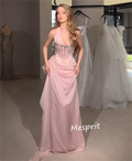 Customized Exquisite Chiffon Sequined Pattern A-line Halter Long Dresses Bespoke Occasion Dresses Intricate