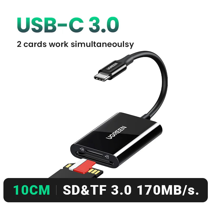 UGREEN Card Reader SD4.0 312MB/s USB-C to SD MicroSD TF Memory Card Adapter for Laptop PC OTG Phone iPhone MacBook Windows macOS