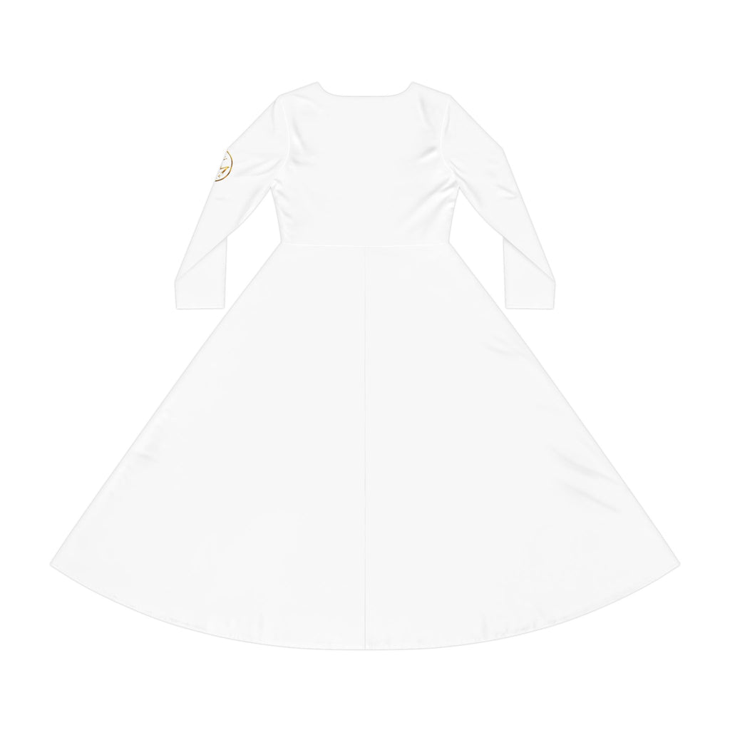 👑 MIG & MIK STYLE Premium Long Sleeve Dress – White Gold Luxury Collection