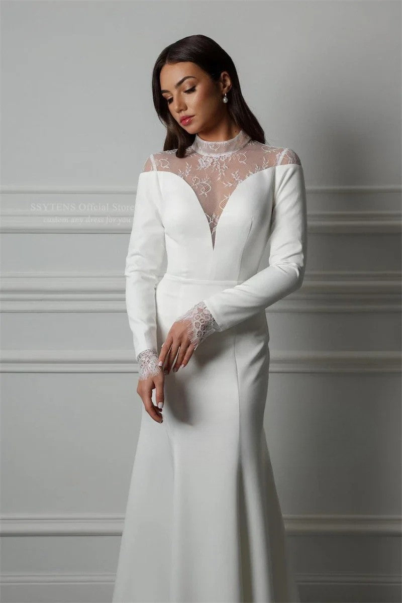 MIG & MIK STYLE™ Elegant Long Sleeve Mermaid Wedding Gown