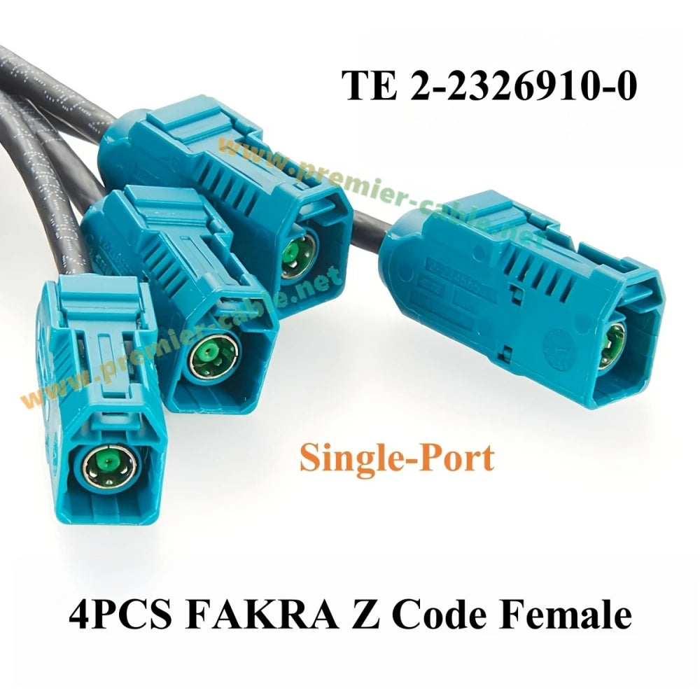 Quad TE Mate-AX Mini FAKRA to FAKRA Automotive Splitter Cable 2298721-9 to 2-2326910-0 GMSL2 Camera Cable for NVIDIA Drive AGX
