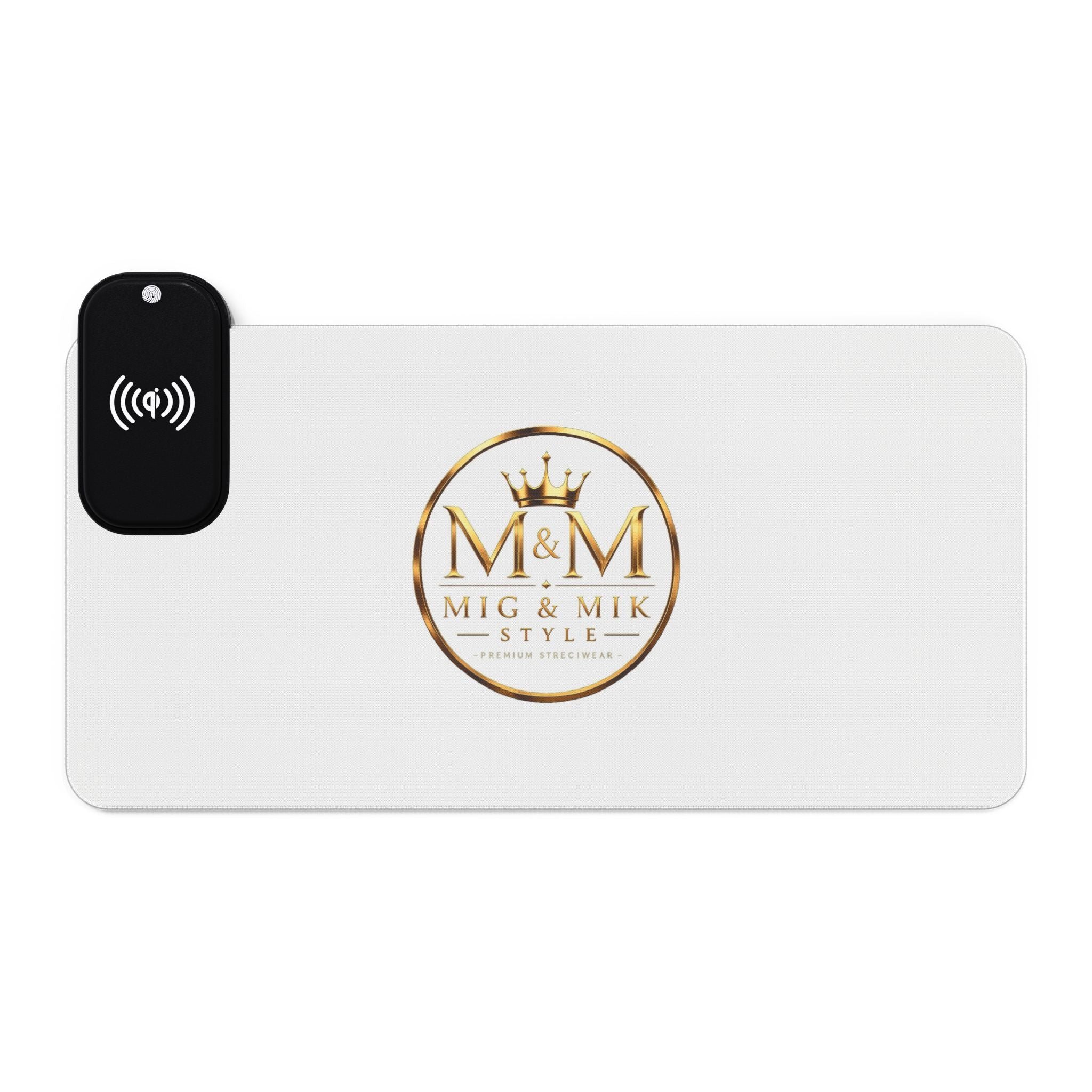 LED Wireless Charging Gaming Mouse Pad — Mig & Mik Gold Logo