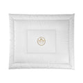 White Luxury Comforter with Gold Monogram Accent