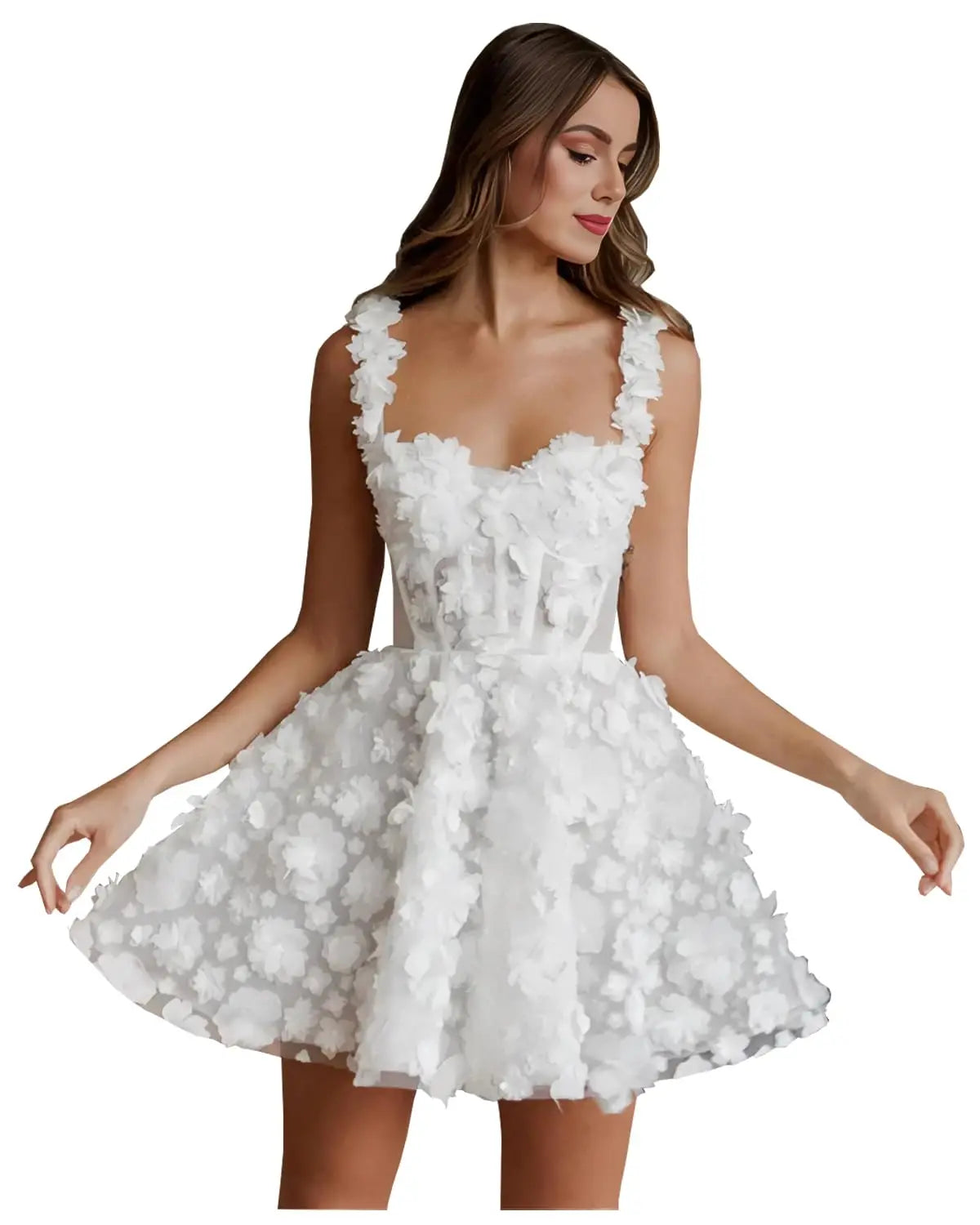 Short Tulle Embroidery Wedding Dresses for Bride Mini Corset Lace Applique Bridal Dress Boho Beach Wedding Gowns Party Dresses