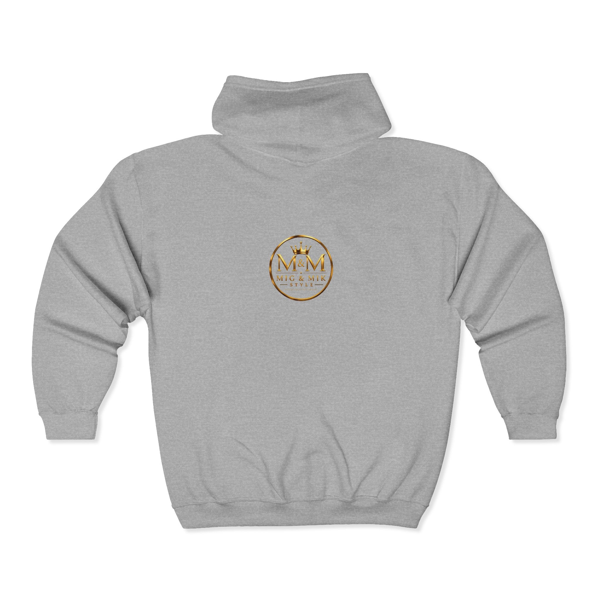 Gold Foil 'M&G Milk' Logo Zip Hoodie — Premium Black Full-Zip Sweatshirt