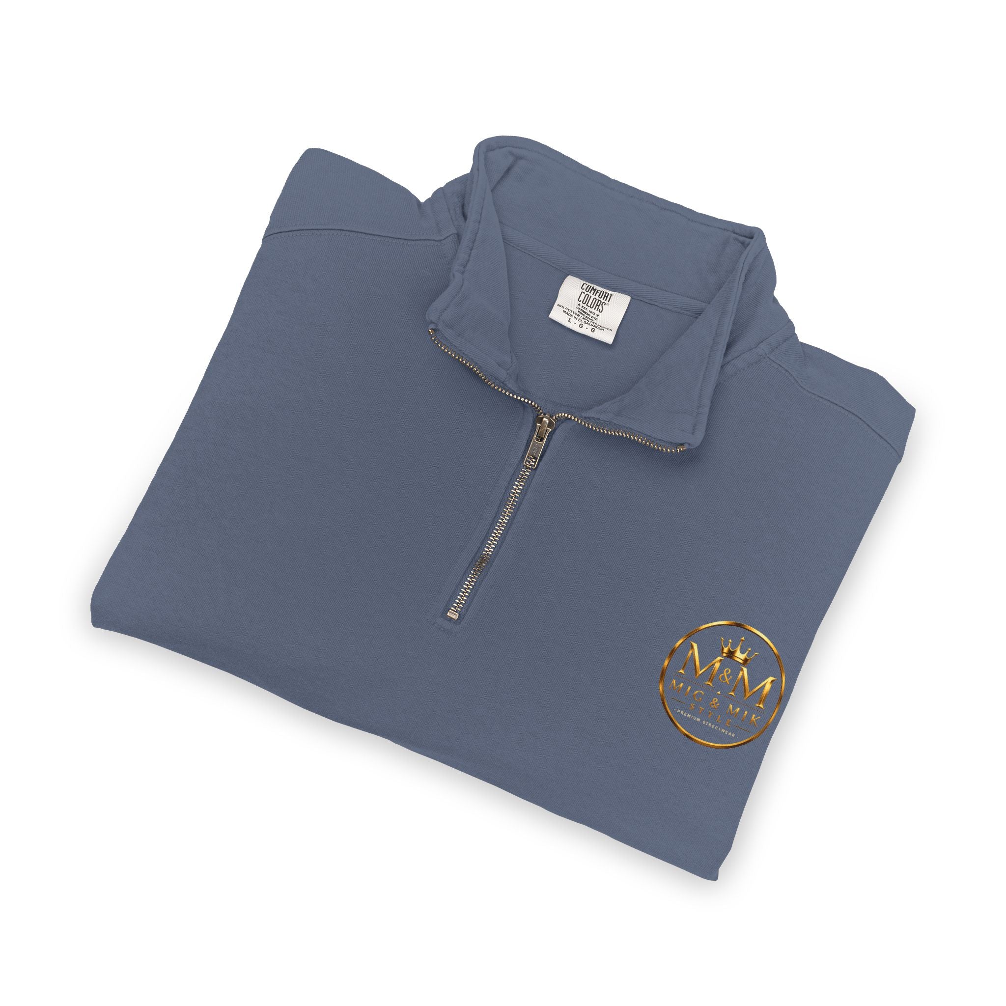 Quarter-Zip Sweatshirt — Gold Crown Logo Crewneck (Emblem Front & Back)