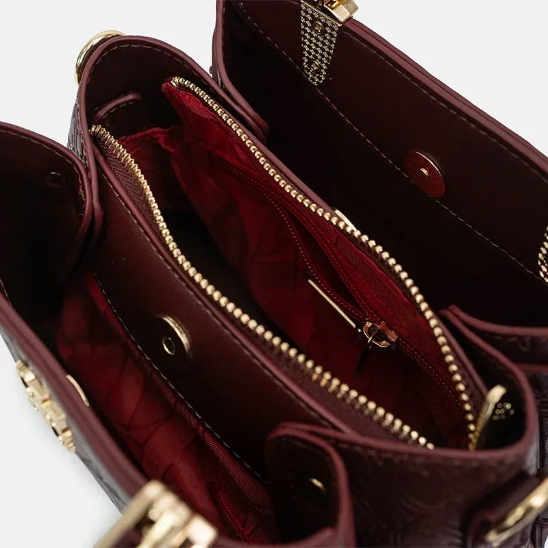 MIG & MIK STYLE™ Monogram Embossed PU Leather Tote Bag