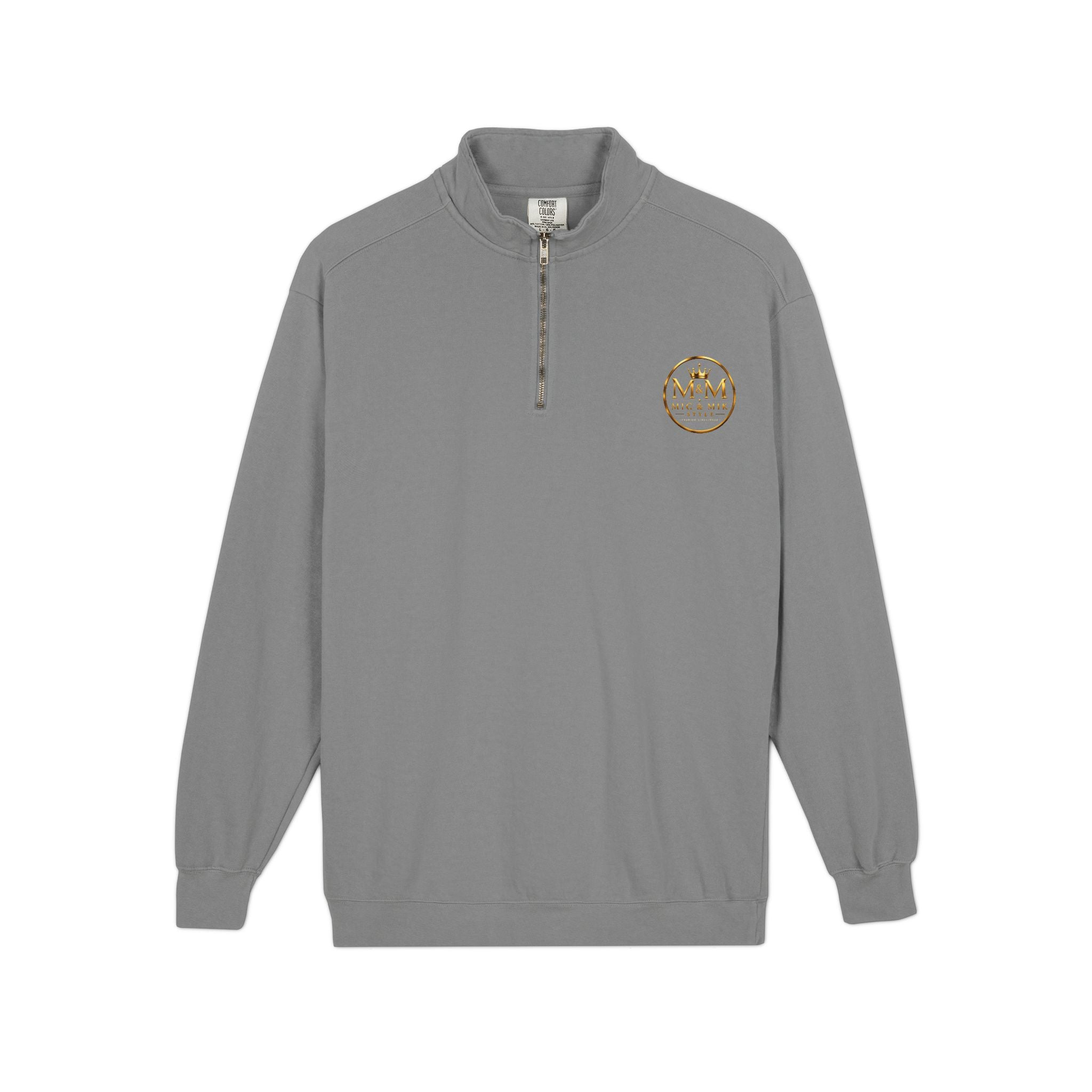 Quarter-Zip Sweatshirt — Gold Crown Logo Crewneck (Emblem Front & Back)