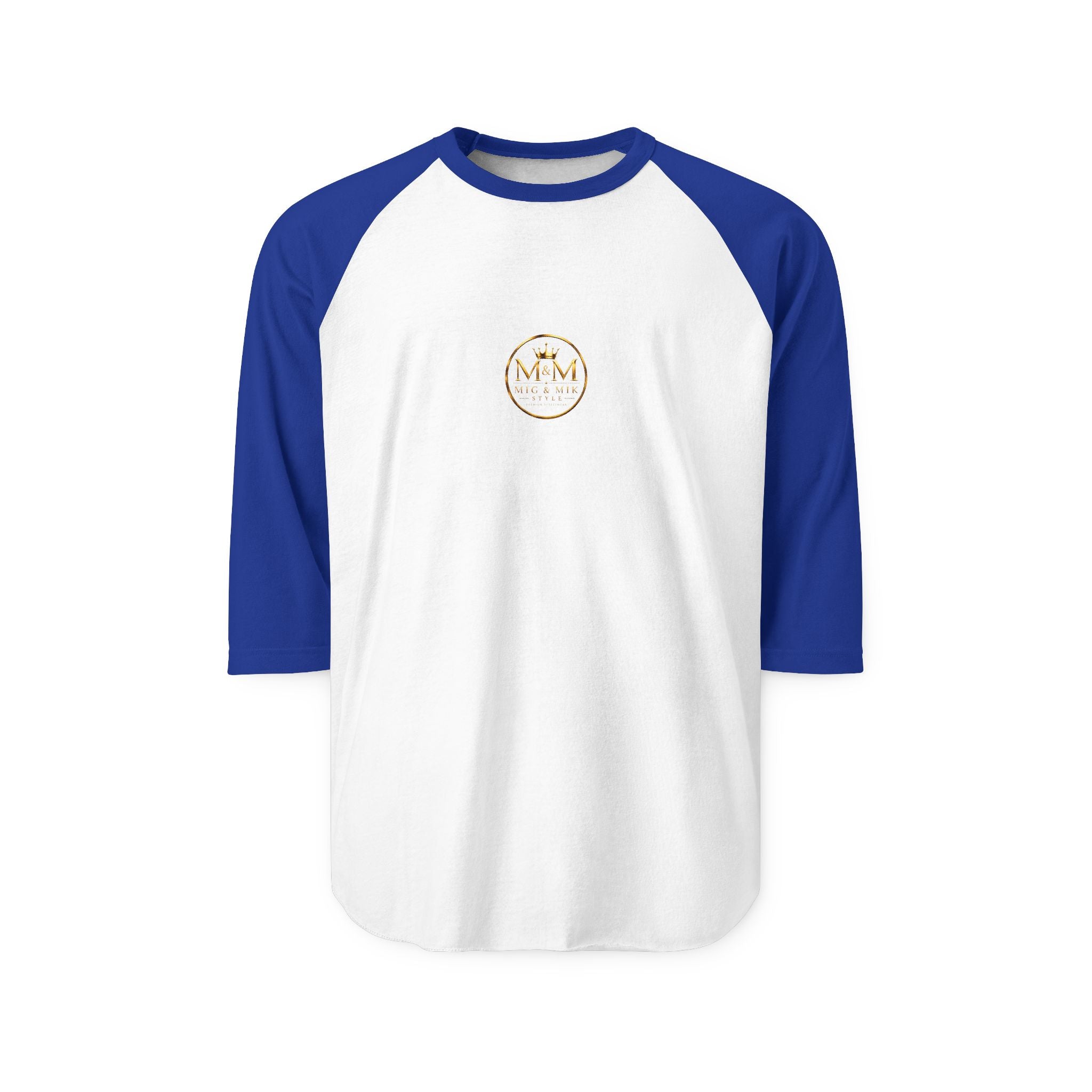 MIG & MIK STYLE Gold Crown Vintage Emblem Raglan Shirt | Premium 3/4 Sleeve Baseball Tee