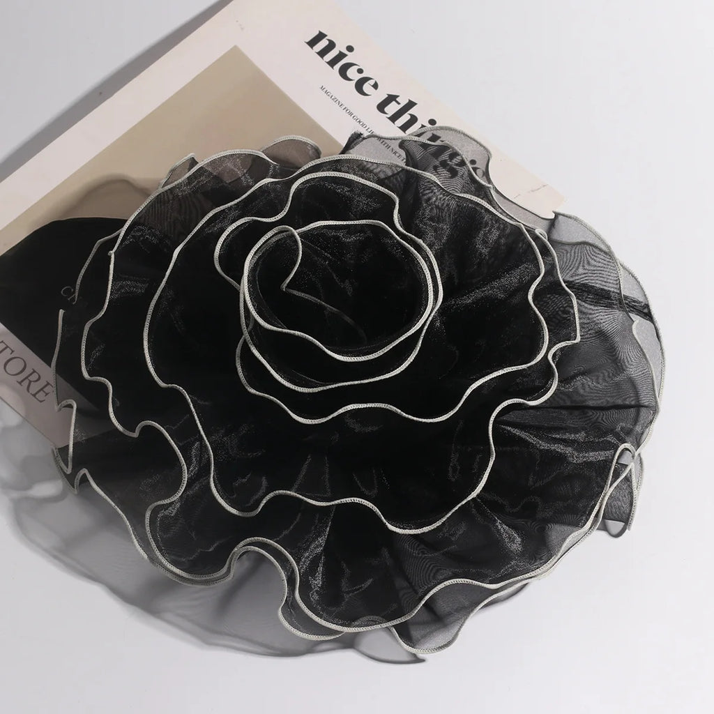 Photography 3D Large Fabric Flower Brooch Exaggerated Lace Clothing Patch Handmade Pin Clothes Appliques Stage Performance