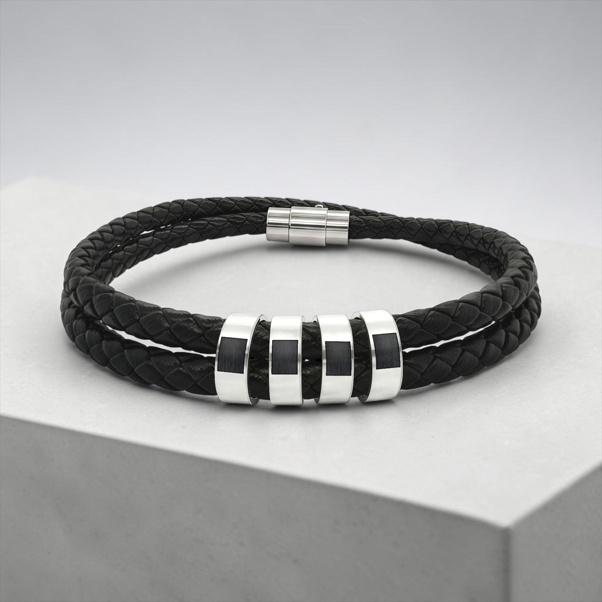 Leather Bracelet with Beads (Engraving)