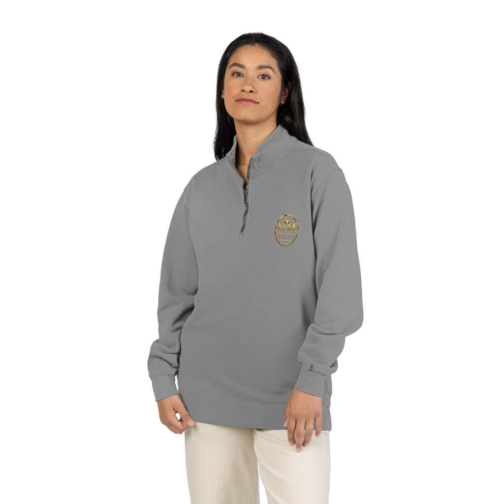 Quarter-Zip Sweatshirt — Gold Crown Logo Crewneck (Emblem Front & Back)