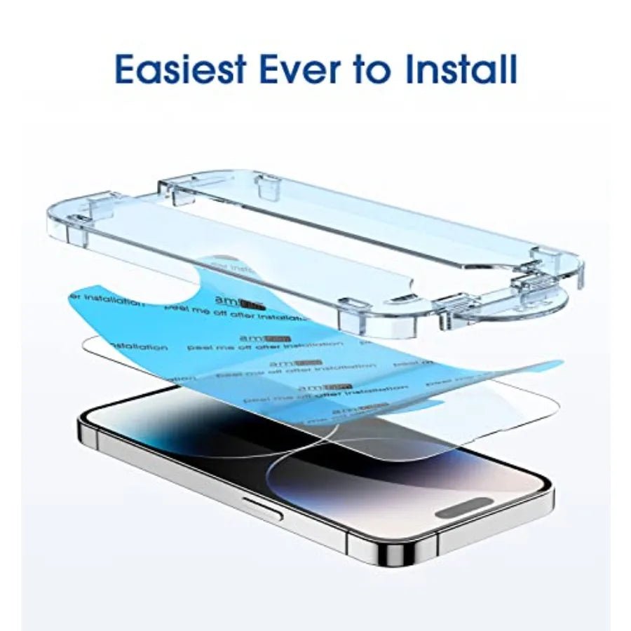 Uto-Lignmnt Ontouh or Iphon 14 Pro Mx [6.7''] Screen Protector, Tempered Glass, 30 Seconds Installation, Ul R, S Rinly, Anti-Scratch 2 Pk