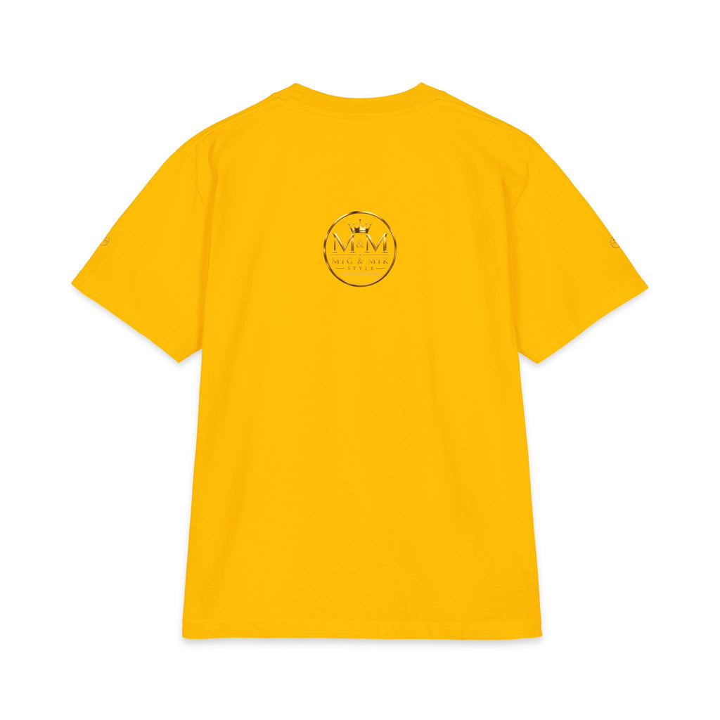 M&M Club Vintage Logo T‑Shirt — Minimal Gold Crest Cotton Tee