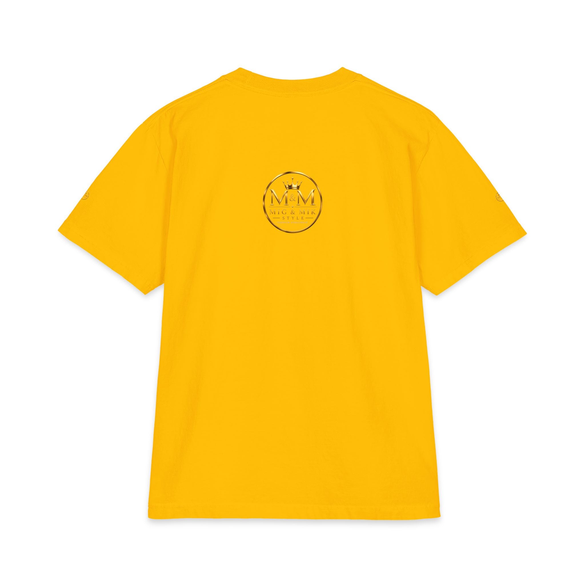M&M Club Vintage Logo T‑Shirt — Minimal Gold Crest Cotton Tee