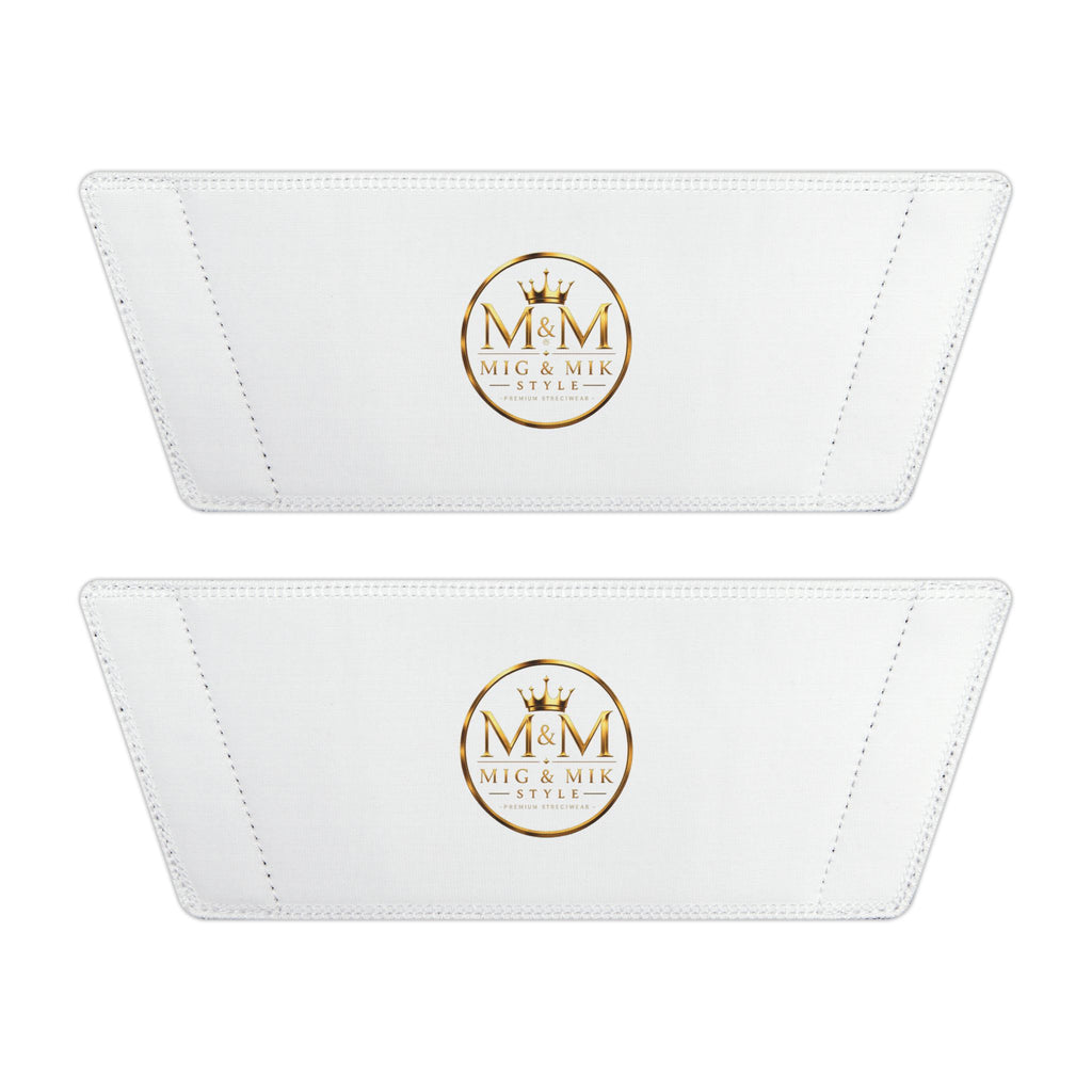 Women's Removable-Strap Sandals — White Slide Sandals with Gold Emblem