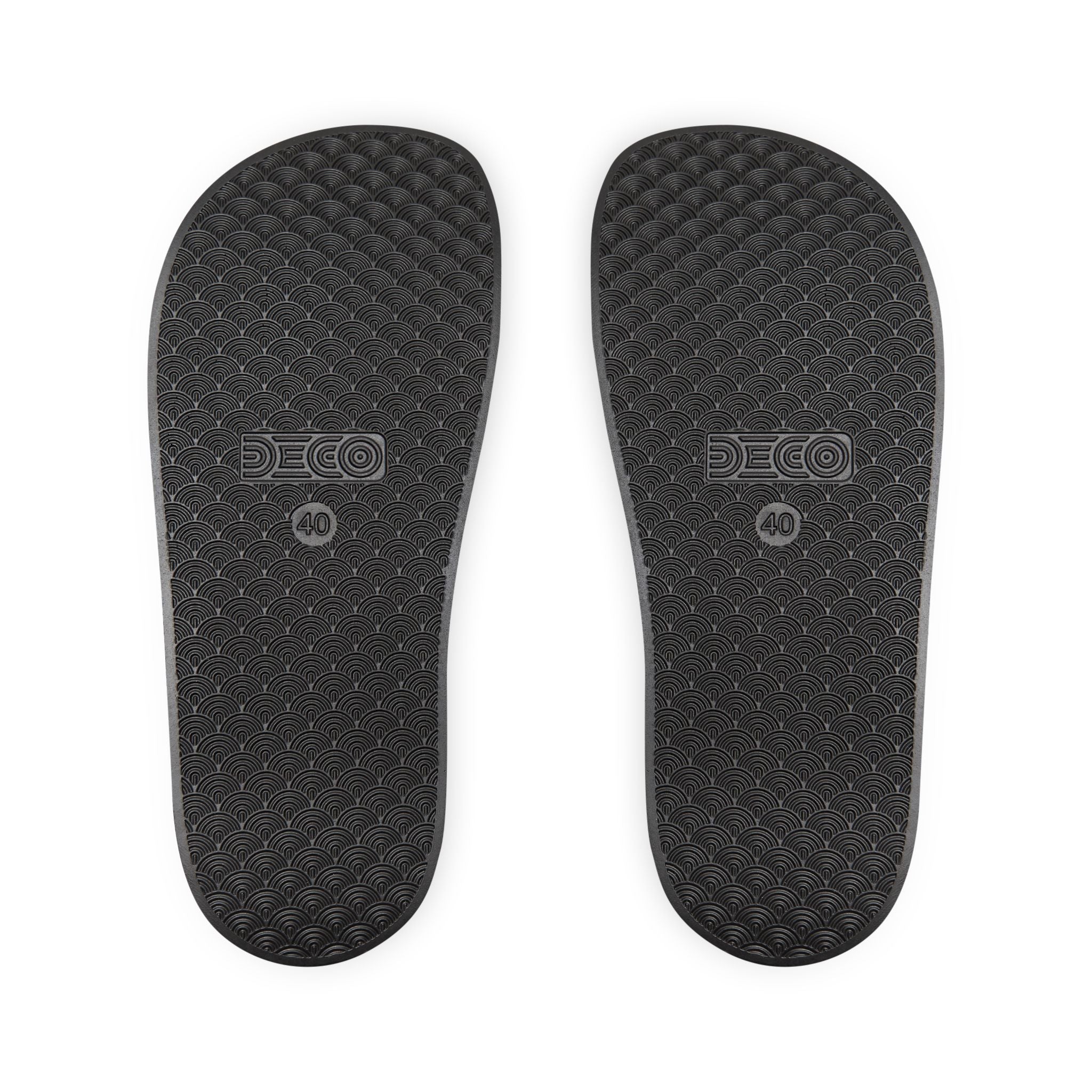 Women's Removable-Strap Sandals — White Slide Sandals with Gold Emblem