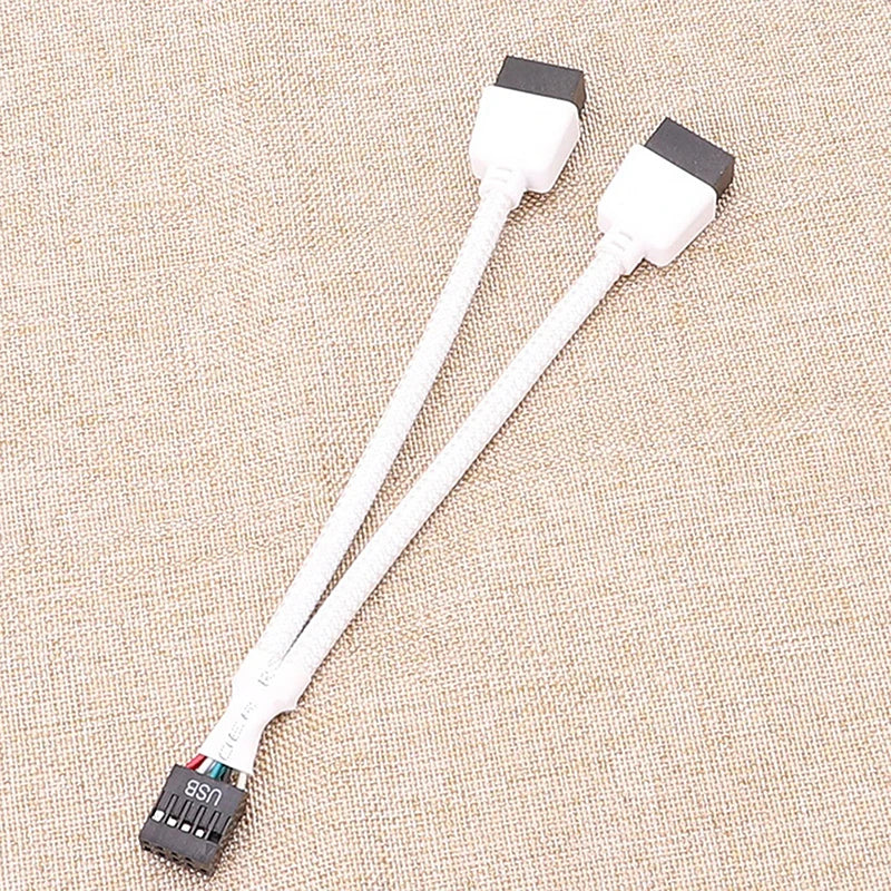Motherboard USB2.0 9-pin To Dual 9-pin One-to-two 9PIN To Dual 9USB Shielded Wire Mesh Black And White