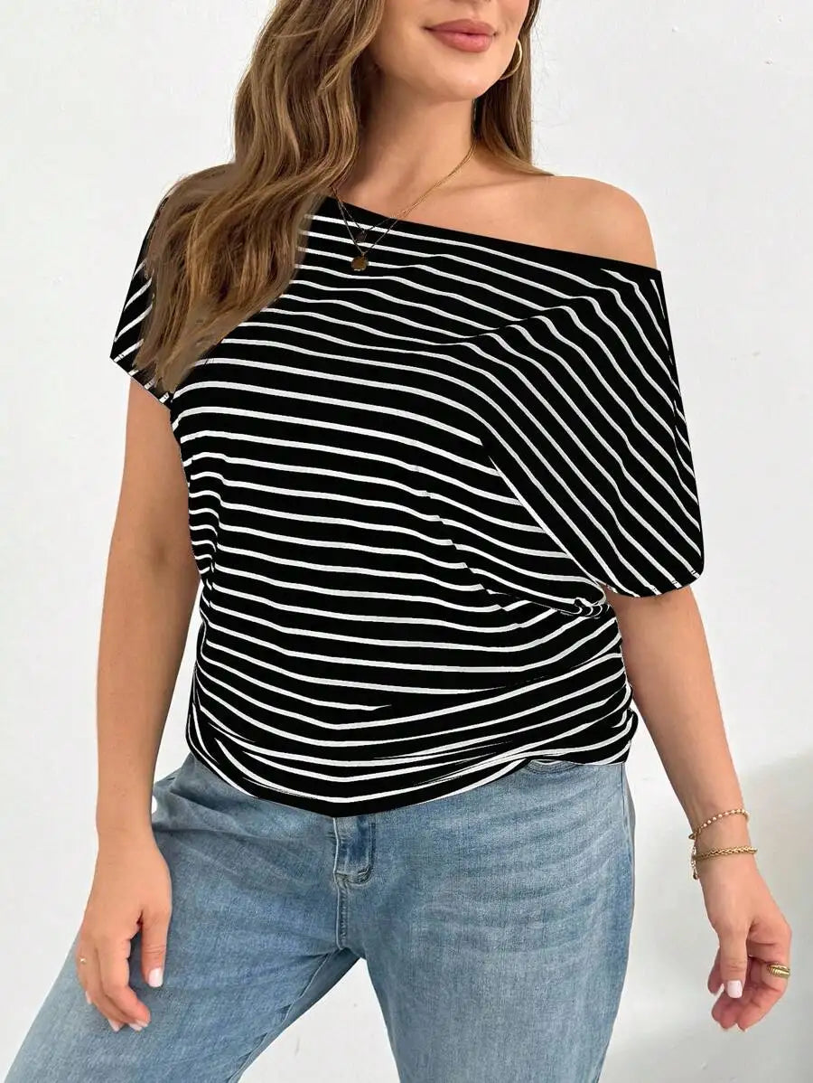 MIG & MIK STYLE™ Off-Shoulder Striped Summer Top