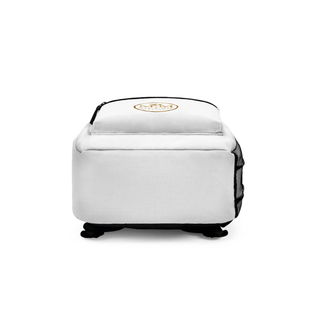 MIG & MIK STYLE Premium Backpack – White & Gold Edition