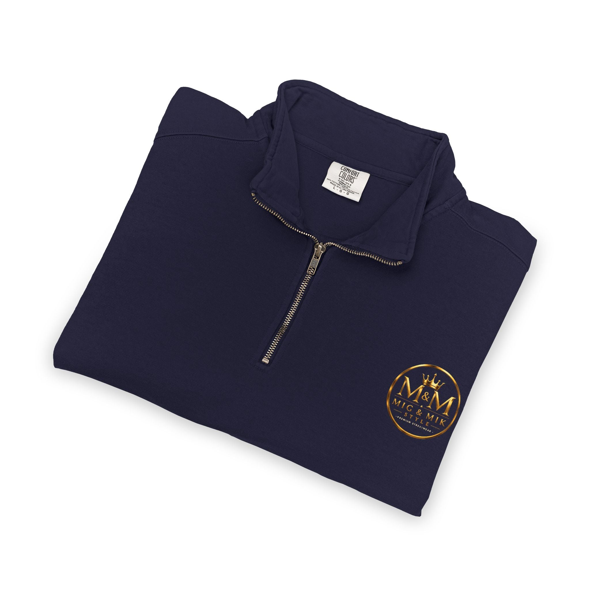 Quarter-Zip Sweatshirt — Gold Crown Logo Crewneck (Emblem Front & Back)