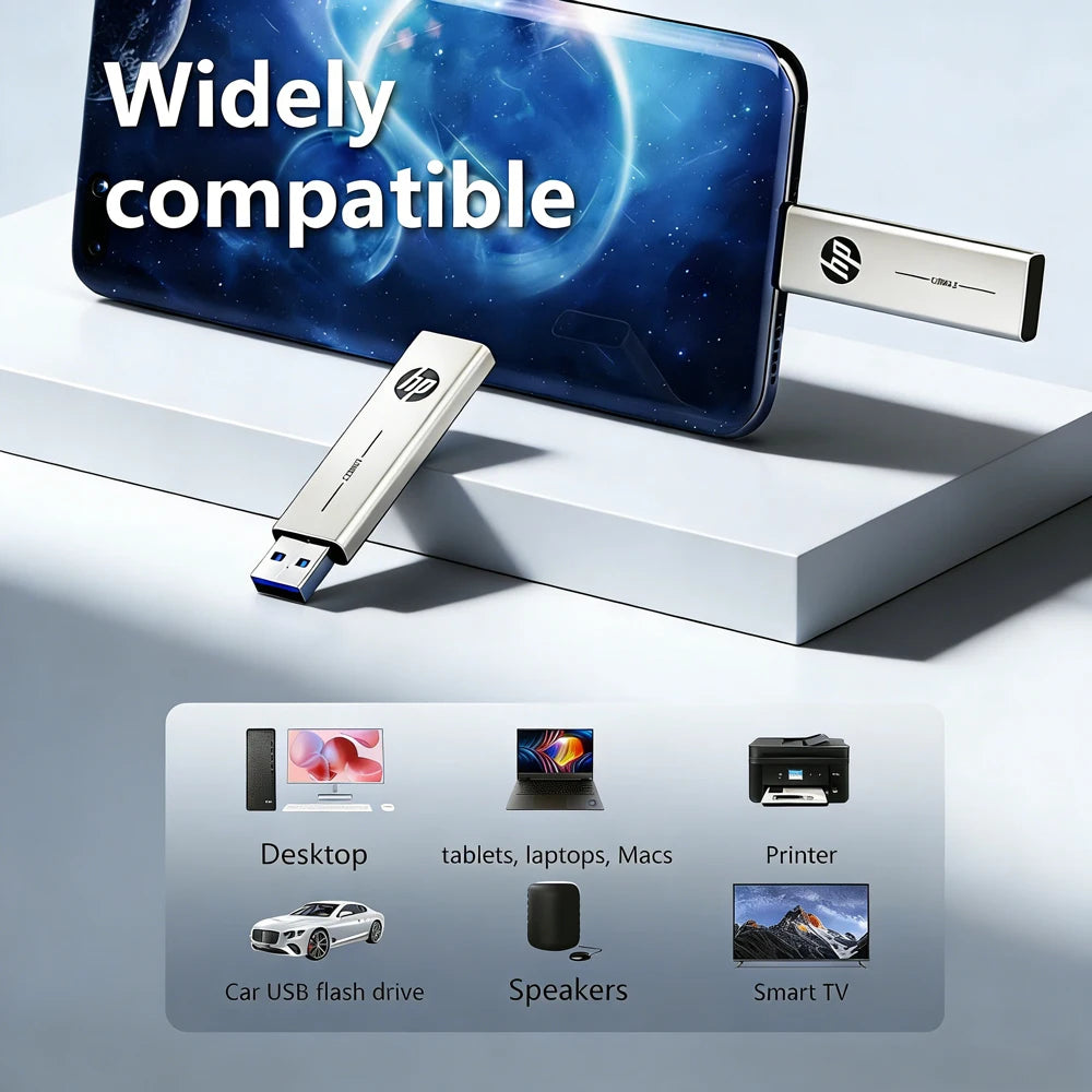 HP USB 3.2 Type-C Dual Interface Metal Flash Drive High Speed Pen Drive 100MB/s 64GB 128GB 256GB Jump Drive for iphone 15/16/17