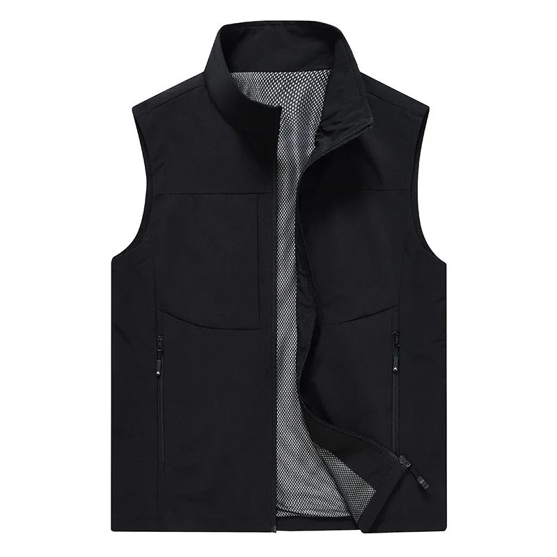 Spring Autumn Men's Jacket with Pockets for Casual Outdoor Use Quick-Drying, Multi-Pocketed Blazer Collared Shirt-style Men Coat
