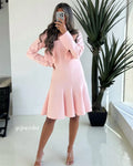 Customized Jersey Draped Pleat Birthday A-line Square Collar Bespoke Occasion Gown Knee Length Dresses