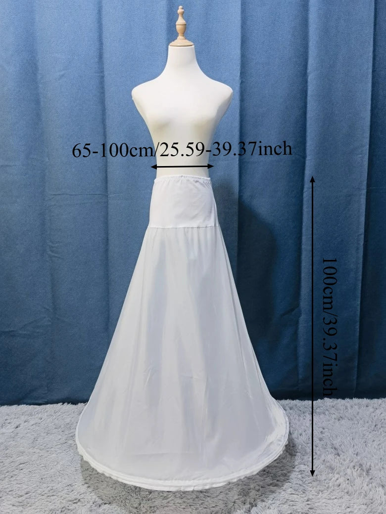 A Line 1 Hoop Petticoat for Bridal Wedding Dress Crinoline Slip Underskirt for Women Dress White Black Adjust Waist