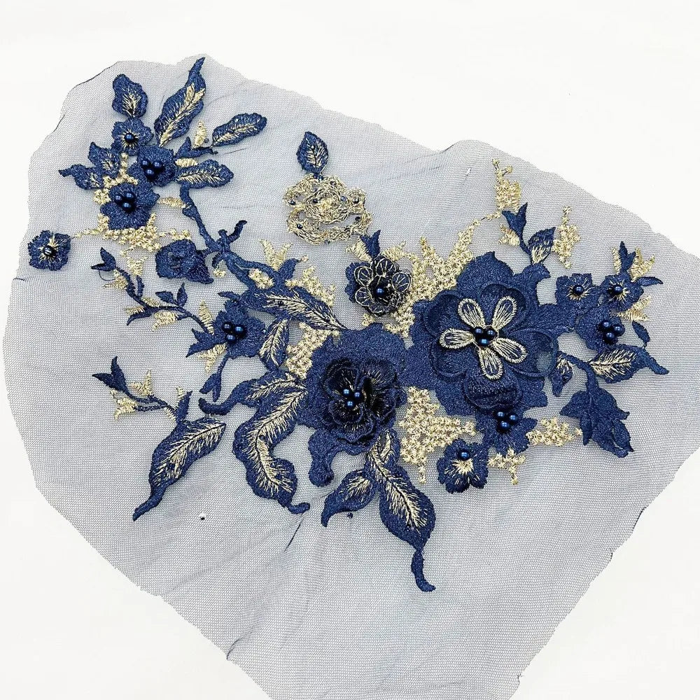3D Flowers 3D Embroidered Patches Colorful Sequined Flower Lace Sewing On Patches Elegant Multi-functional Beaded Lace Applique