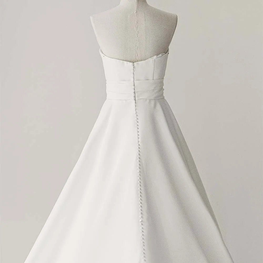 International Elegant Wedding Gown For Bride 2025 Customized A-line Strapless Wedding Dress Lace Vestido De Novia QD06236