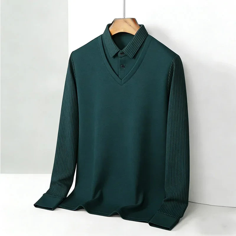 Men's Fake Two-Piece Striped Long Sleeve Top — MIG & MIK STYLE™