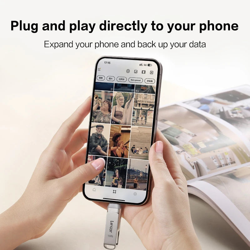 Lexar OTG Dual Type A Type C USB 3.2 Flash Drive Metal Pendrive 128GB 256GB D40T Max 150Mb/s Memory Stick for iPhone 15 16 Disk