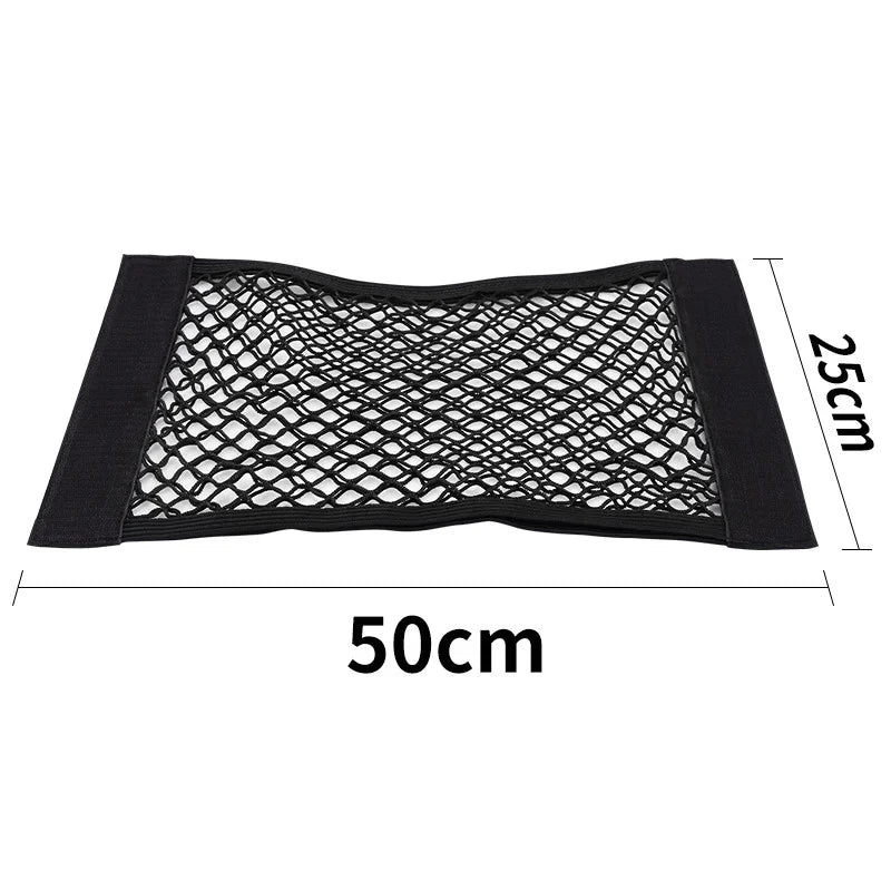 Car Trunk Mesh Organizer Car Tail Storage Net Seat Back Pocket Universal Trunk Bag Auto Magic Tape Network Interior Accessories