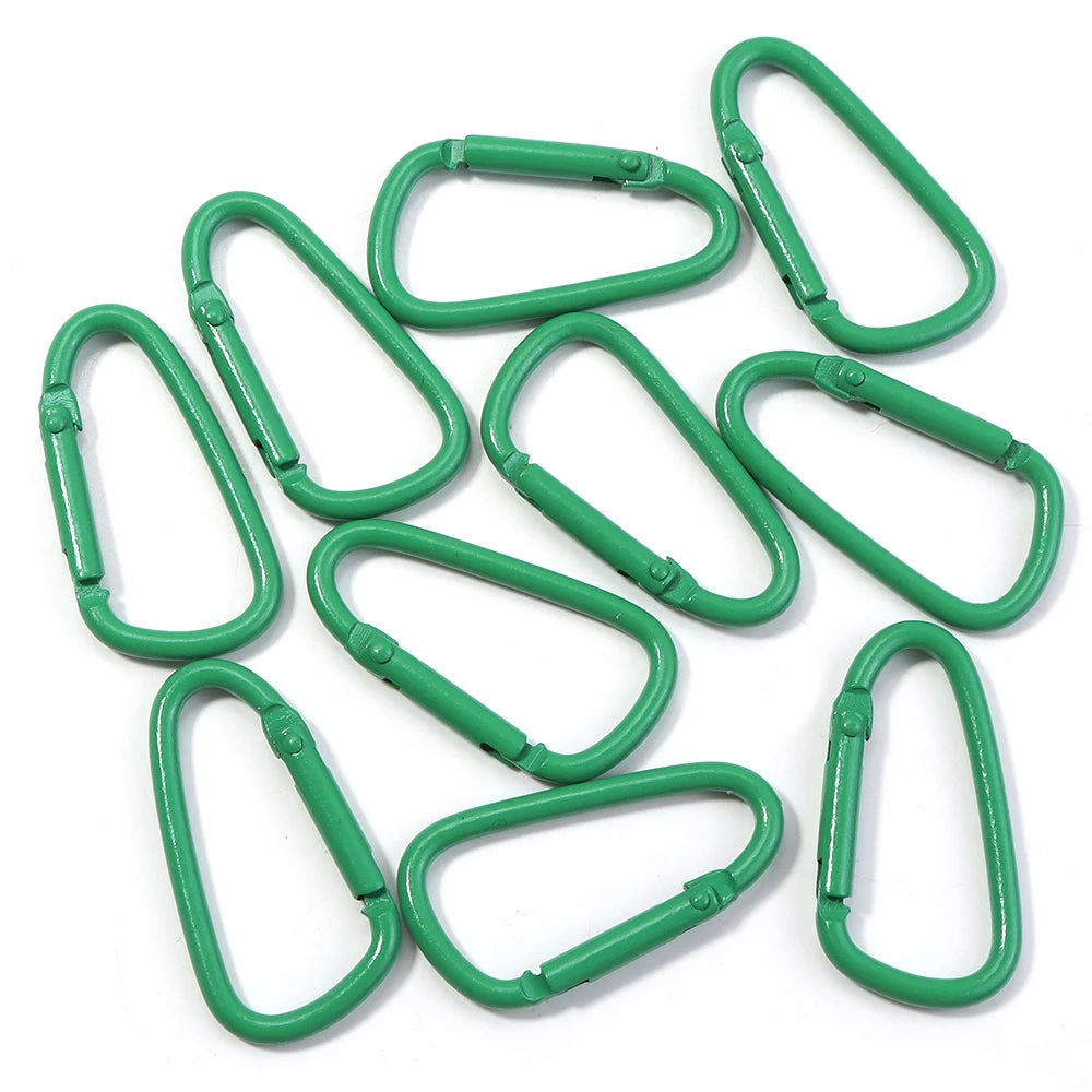10pcs Colorful Carabiner Clip Alloy Keychain Clasps Hook 45X24mm D-ring Spring Snap Buckle For DIY Jewelry Making Accessories