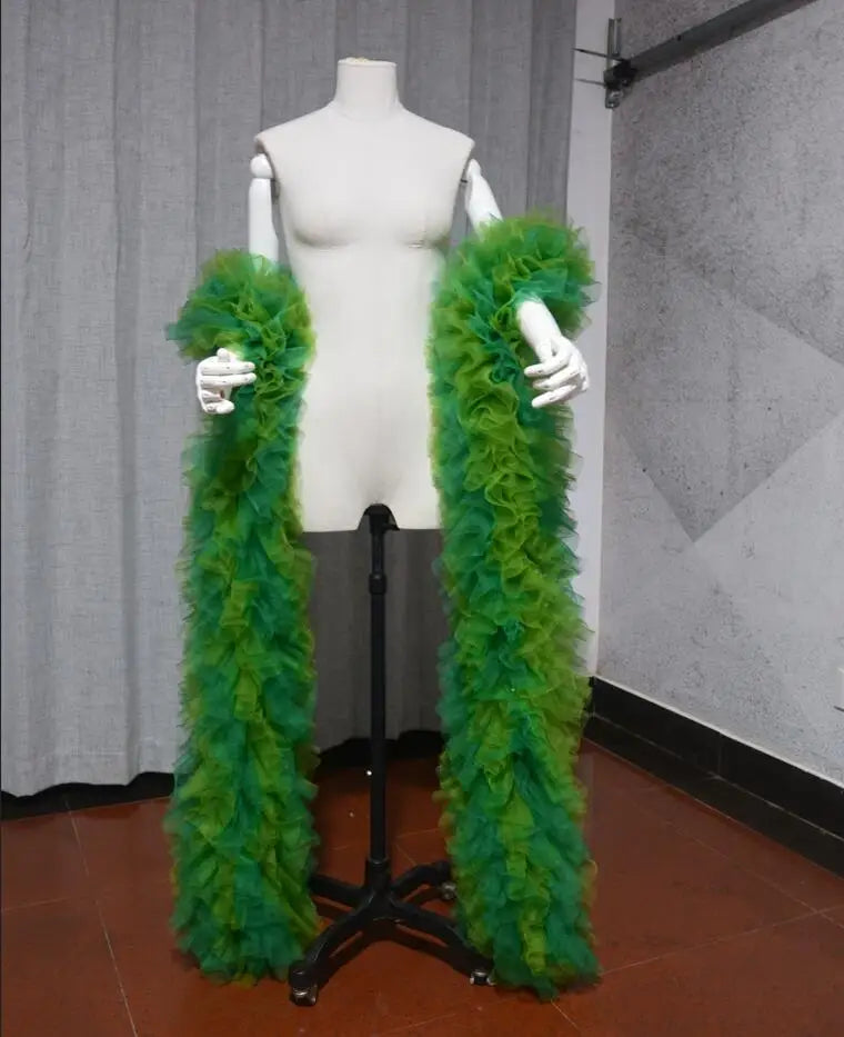 Fashion Stage ball party Club nightclub bridal Tulle Boa Ruffle shawl wrap wedding accessories cape Drag Queen