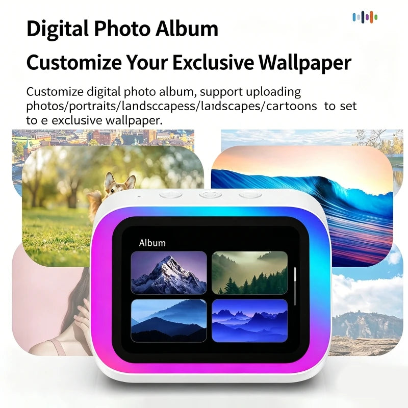 AI Bluetooth Speaker 5.4 AI voice assistant HD Touch Screen Display Electronic Album Alarm Clock Hands-free Calling 4inch Screen