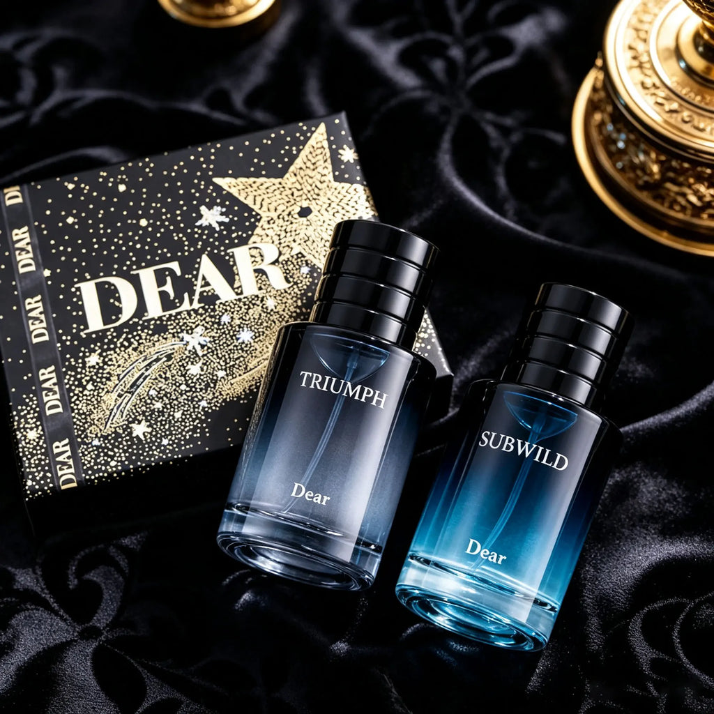 2 In 1 Men Eau de Toilette Set Two Different Scents Long Lasting Mens Cologne Woody Fresh Fragrance Luxury Star Gift Box Perfume Kit Ideal Present For Men Daily Business Party
