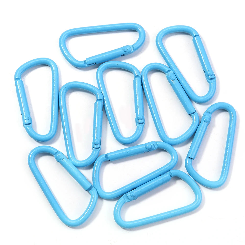 10pcs Colorful Carabiner Clip Alloy Keychain Clasps Hook 45X24mm D-ring Spring Snap Buckle For DIY Jewelry Making Accessories
