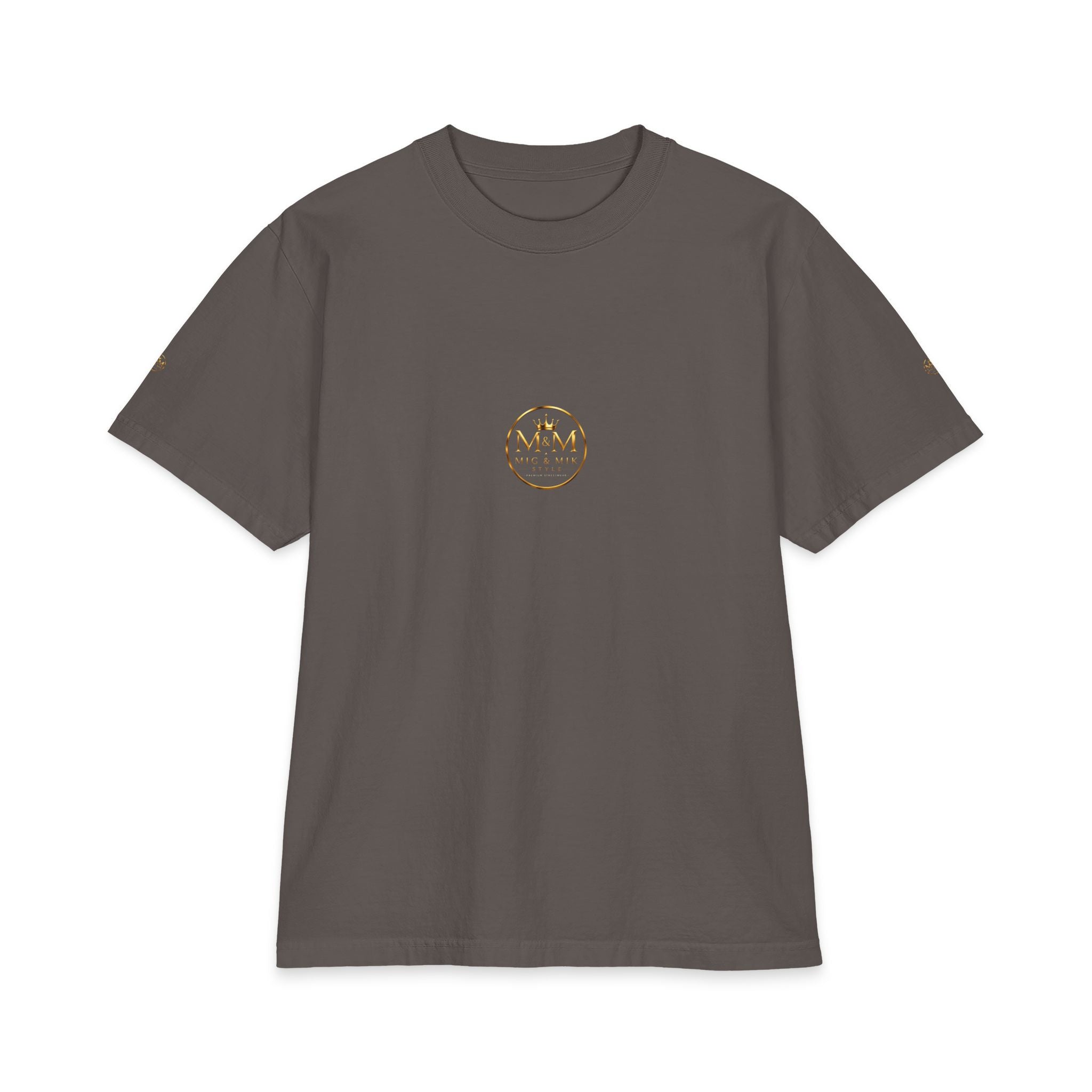 M&M Club Vintage Logo T‑Shirt — Minimal Gold Crest Cotton Tee