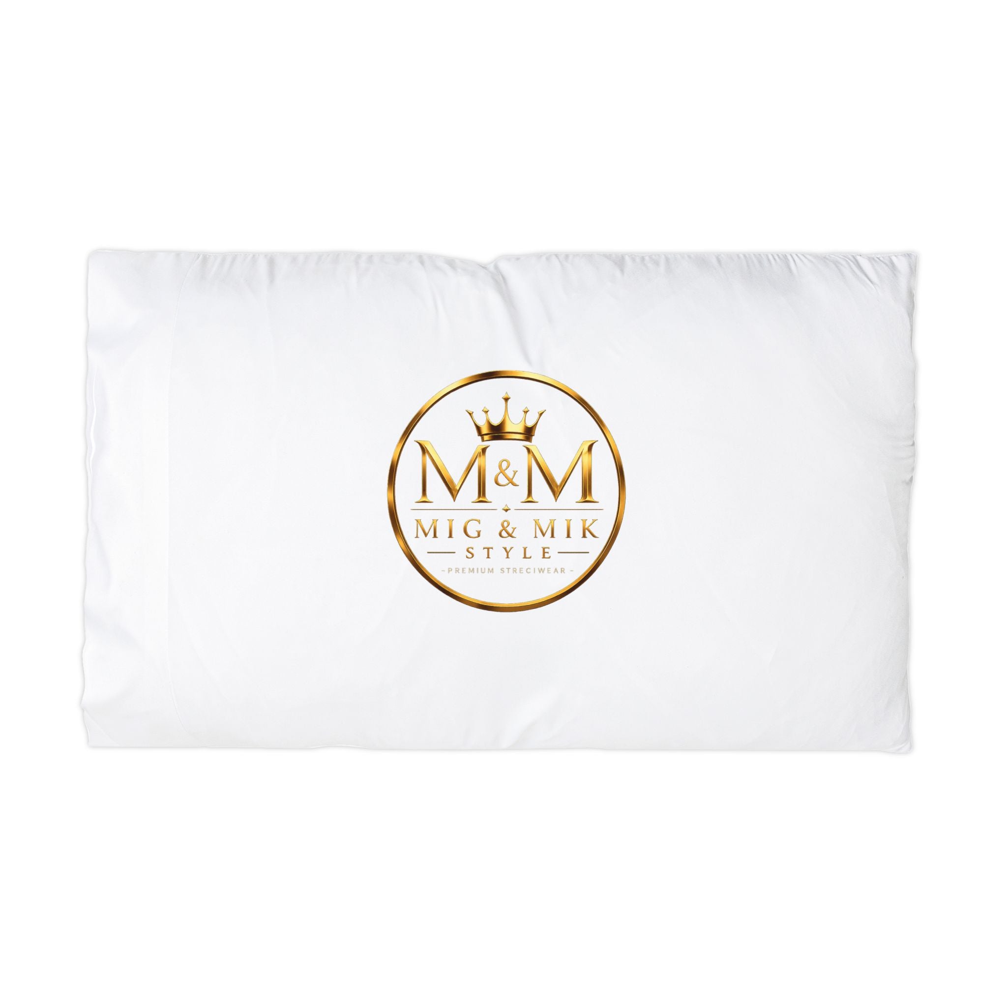 Microfiber Pillowcase — Gold M&M Crown Logo (Mig & Mik Style)