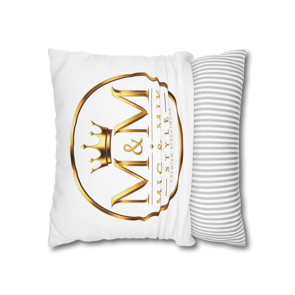 M&M Mig & Mik Gold Crown Decorative Pillowcase — Square Poly Canvas Throw Pillow Cover