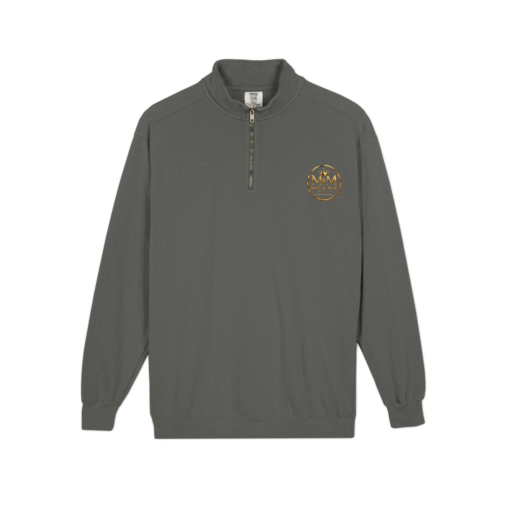Quarter-Zip Sweatshirt — Gold Crown Logo Crewneck (Emblem Front & Back)