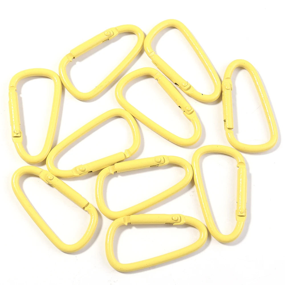 10pcs Colorful Carabiner Clip Alloy Keychain Clasps Hook 45X24mm D-ring Spring Snap Buckle For DIY Jewelry Making Accessories