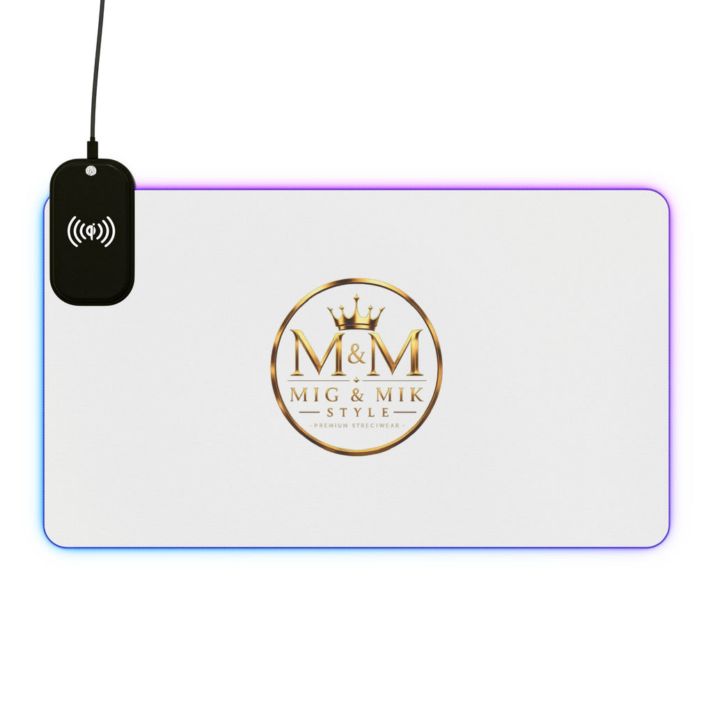 LED Wireless Charging Gaming Mouse Pad — Mig & Mik Gold Logo