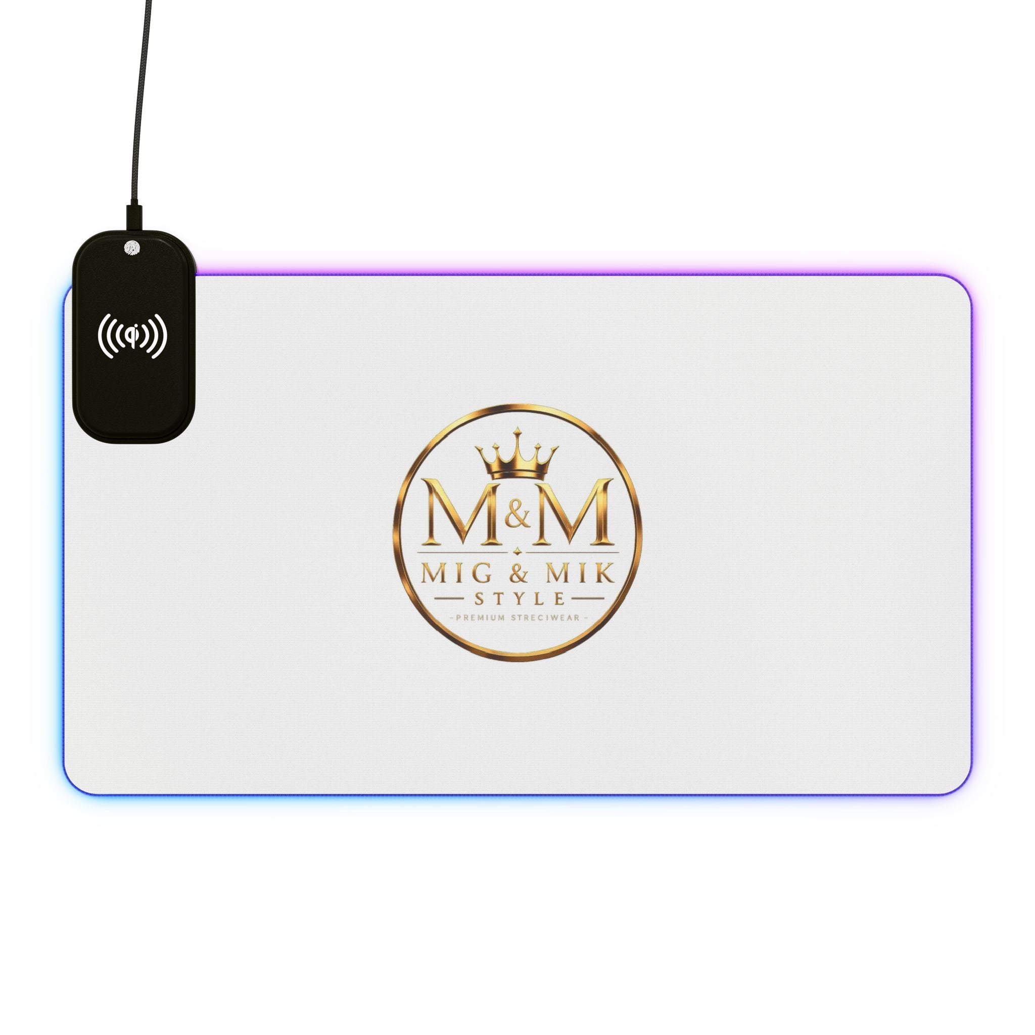 LED Wireless Charging Gaming Mouse Pad — Mig & Mik Gold Logo