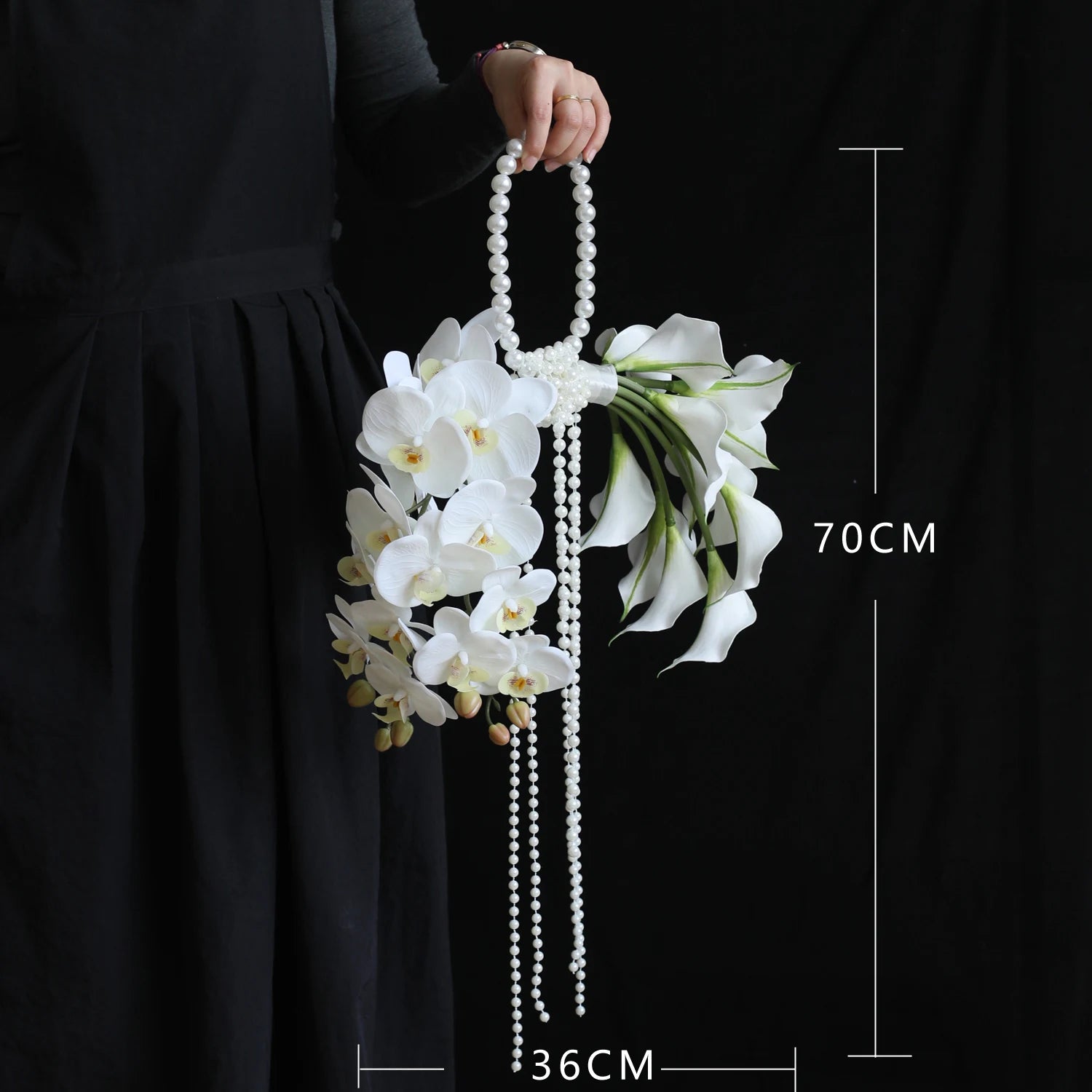 White  Orchid Pearl Bridal Bouquet Artificial Flower Handheld Wedding Photography Studio Props Fashion  Design