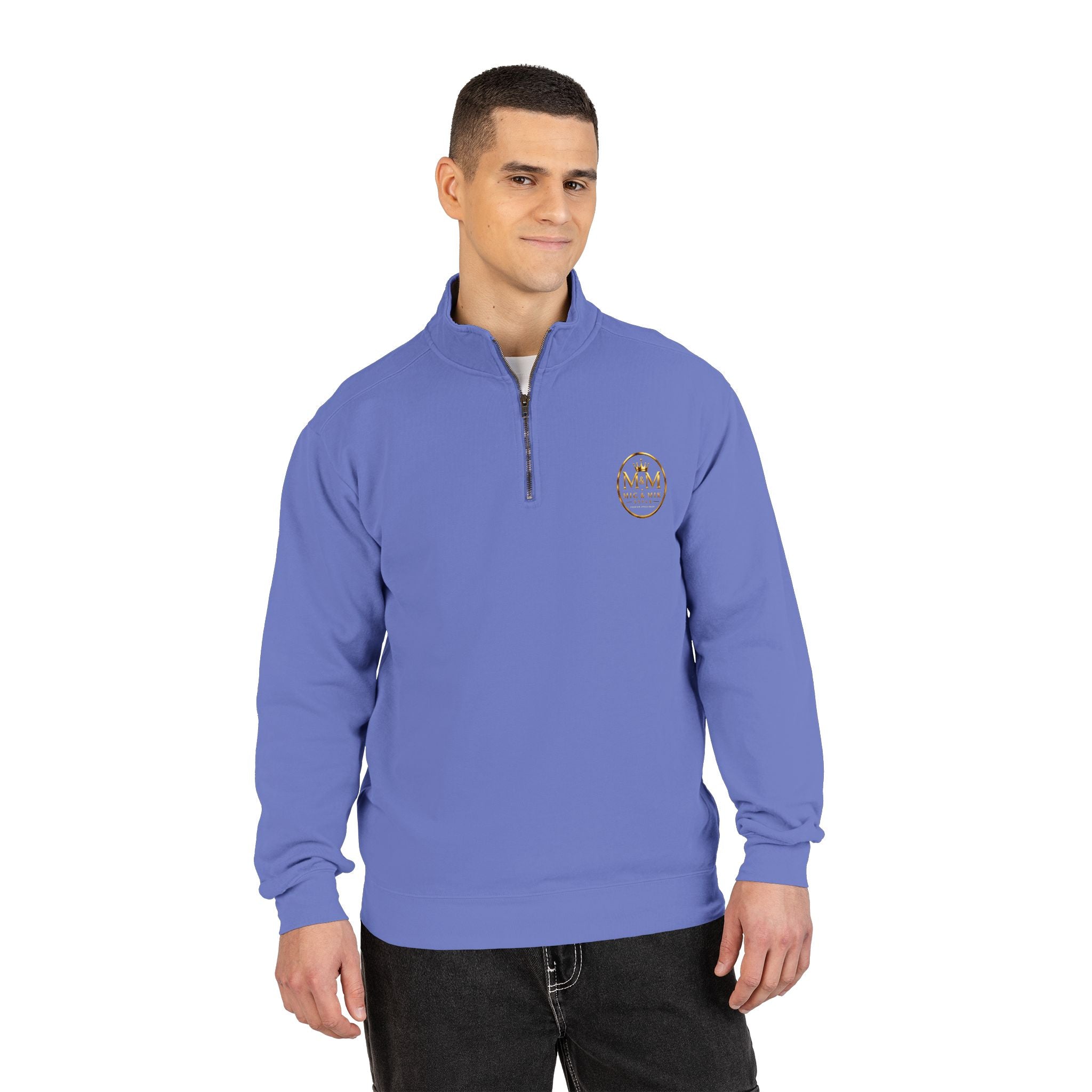 Quarter-Zip Sweatshirt — Gold Crown Logo Crewneck (Emblem Front & Back)